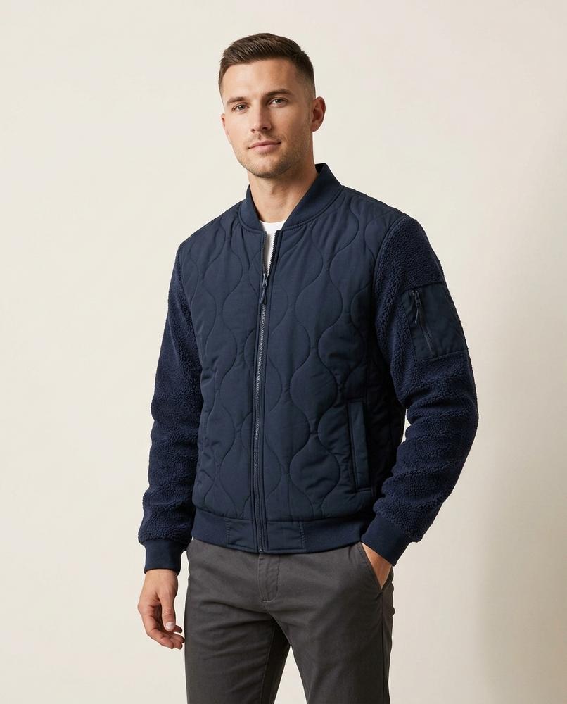 Lands Fashion - Comer | Quilted Mixed-Media Jacket Men