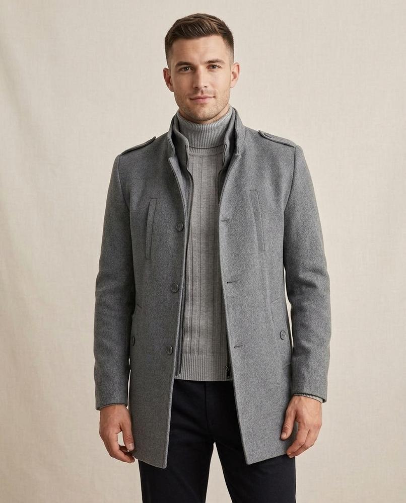 Lands Fashion - Tiral | Wool-Blend Funnel-Neck Coat Men