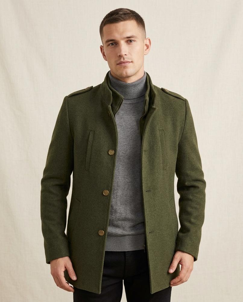 Lands Fashion - Tiral | Wool-Blend Funnel-Neck Coat Men