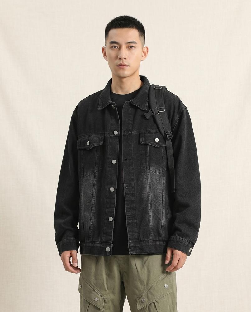 Lands Fashion - Lanal | Washed Button-Front Denim Jacket Men