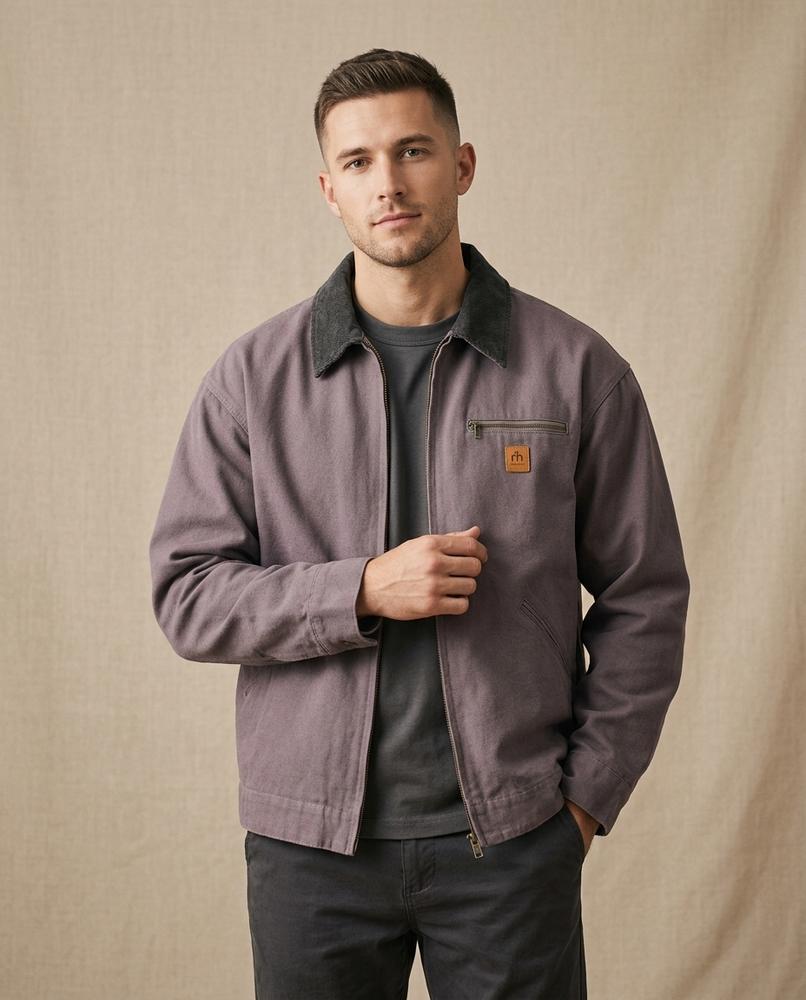 Lands Fashion - Arver | Zippered Contrast-Collar Jacket Men
