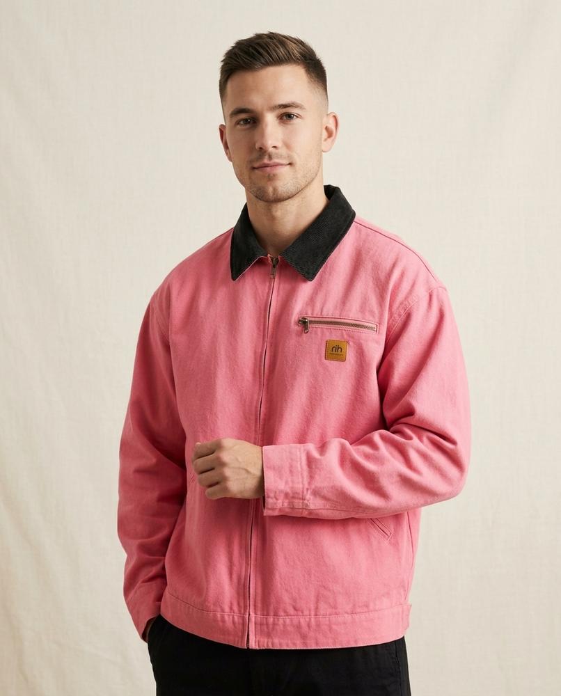 Lands Fashion - Arver | Zippered Contrast-Collar Jacket Men