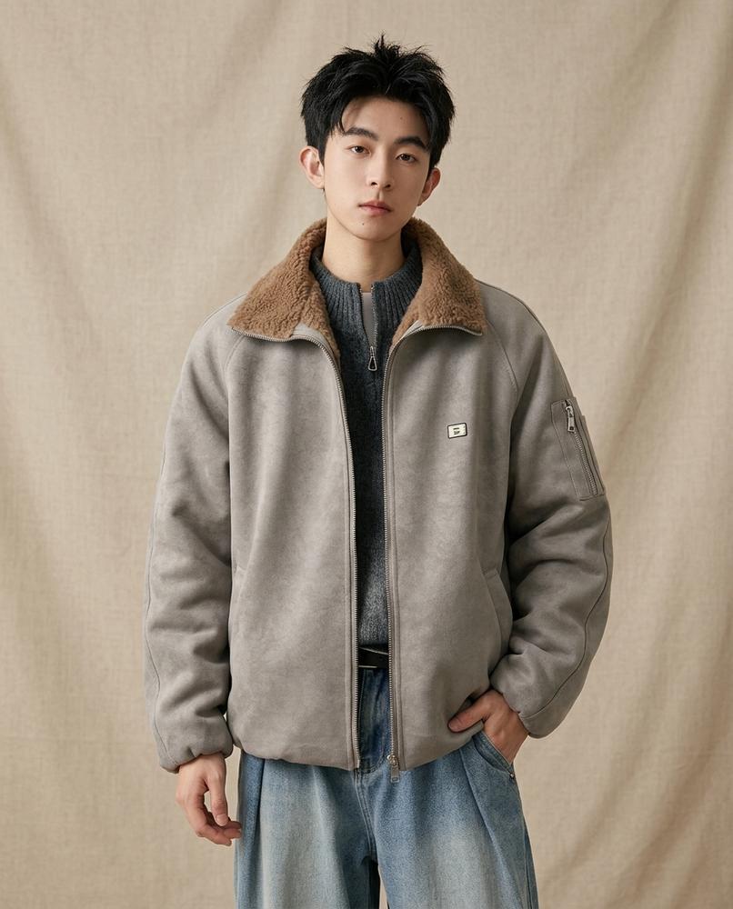 Lands Fashion - Kezan | Sherpa Collar Textured Jacket Men