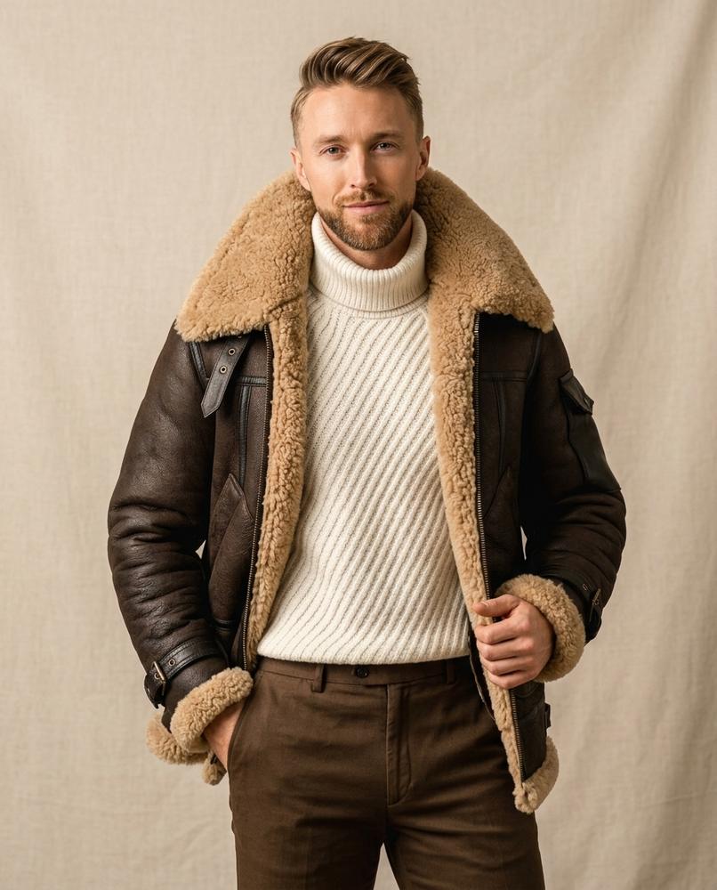 Lands Fashion - Roren | Shearling-Lined Slim-Fit Jacket Men