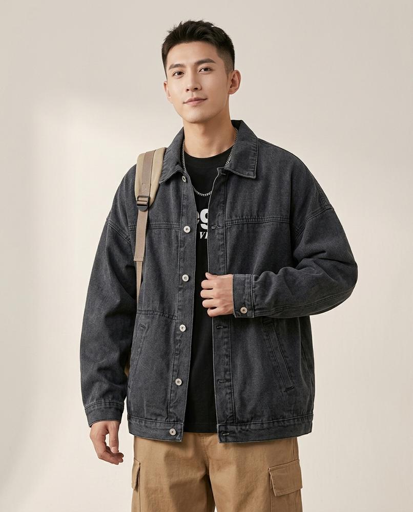 Lands Fashion - Davan | Washed Relaxed Fit Denim Jacket Men