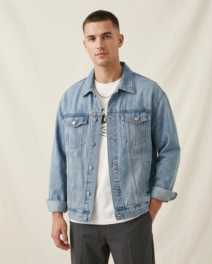 Lands Fashion - Davan | Washed Relaxed Fit Denim Jacket Men