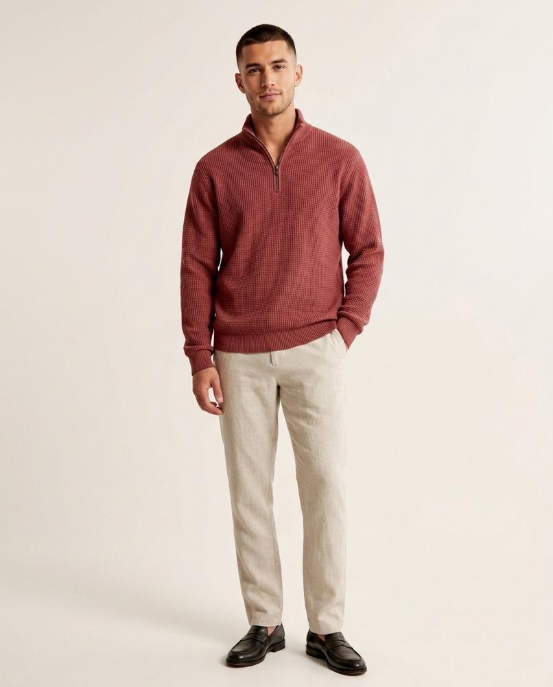 Lands Fashion - Revan | Waffle-Knit Quarter-Zip Sweater Men