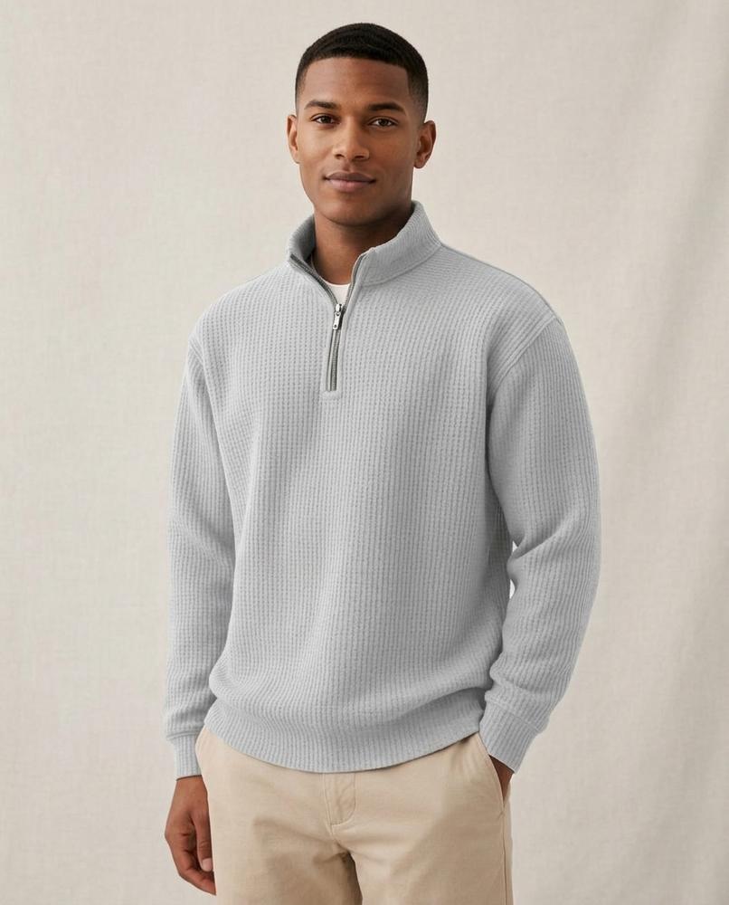 Lands Fashion - Revan | Waffle-Knit Quarter-Zip Sweater Men