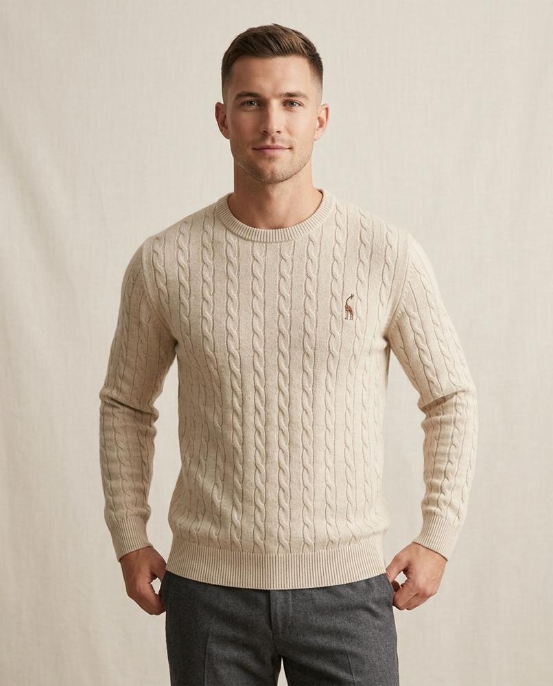 Lands Fashion - Ailur | Cable-Knit Crewneck Sweater Men