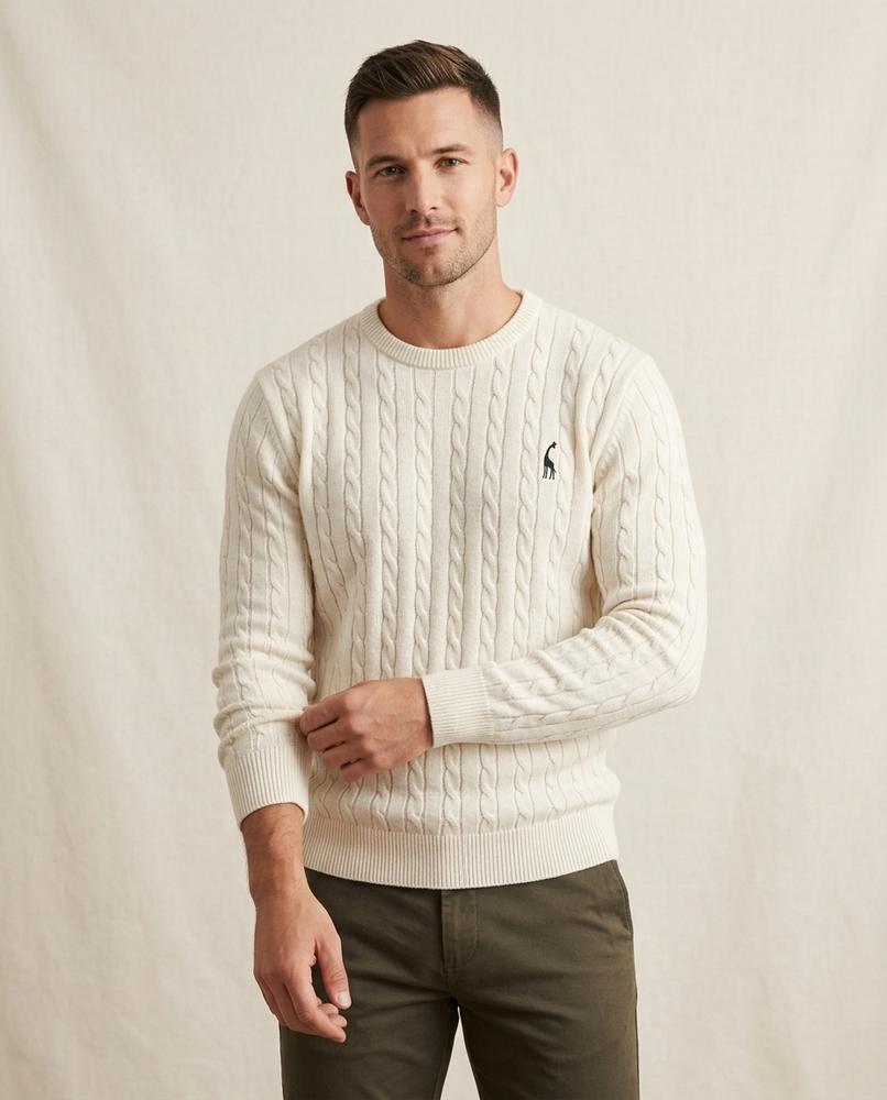Lands Fashion - Ailur | Cable-Knit Crewneck Sweater Men