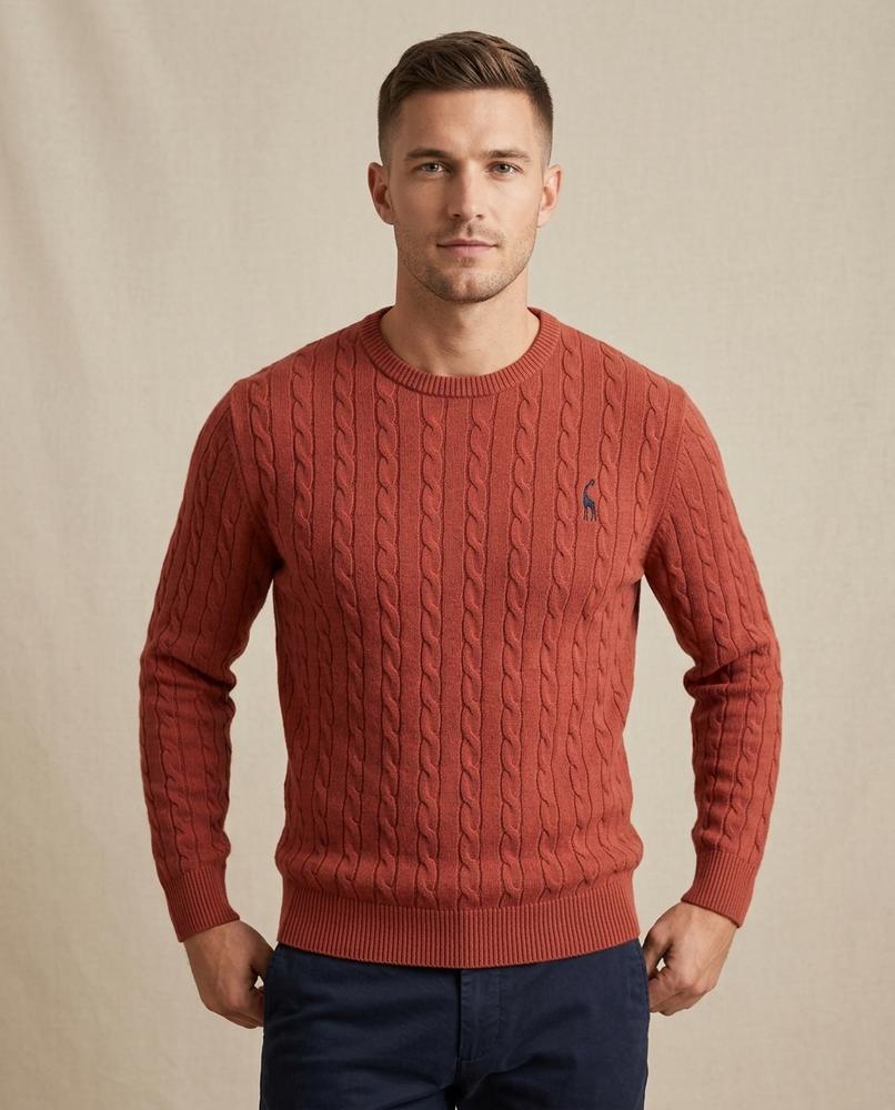 Lands Fashion - Ailur | Cable-Knit Crewneck Sweater Men