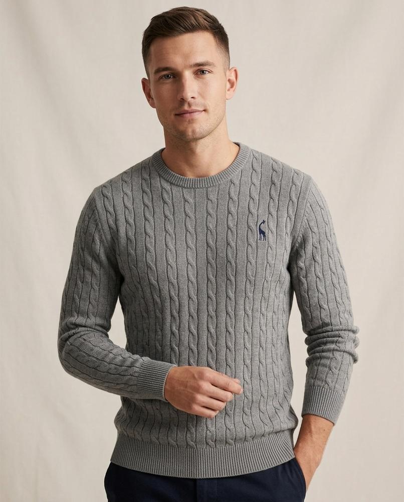 Lands Fashion - Ailur | Cable-Knit Crewneck Sweater Men