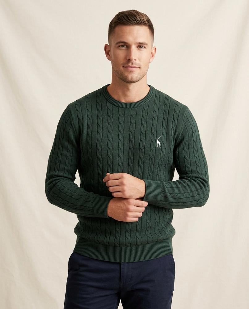 Lands Fashion - Ailur | Cable-Knit Crewneck Sweater Men