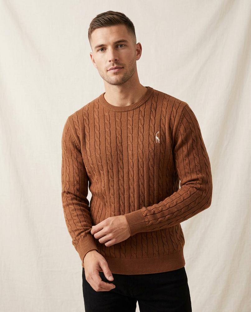 Lands Fashion - Ailur | Cable-Knit Crewneck Sweater Men