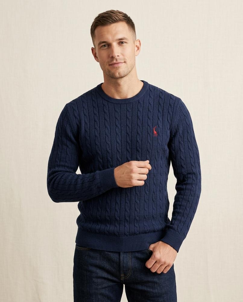 Lands Fashion - Ailur | Cable-Knit Crewneck Sweater Men