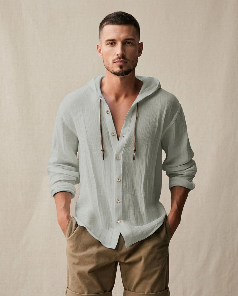 Lands Fashion - Augon | Hooded Textured Shirt Men
