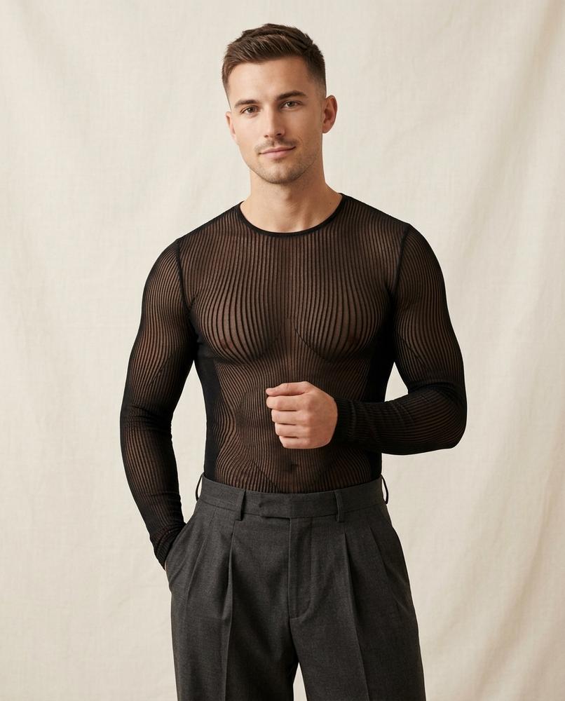Lands Fashion - Zovov | Sheer Textured Top Men