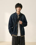 Lands Fashion - Viven | Washed Band-Collar Denim Jacket Unisex