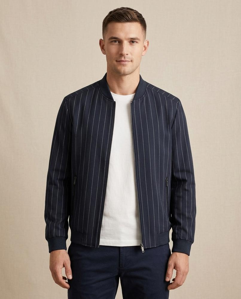Lands Fashion - Yohal | Pinstriped Zip-Up Jacket Men