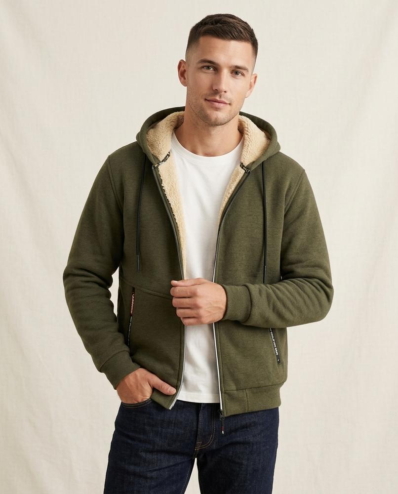 Lands Fashion - Alnal | Sherpa-Lined Zip-Up Hoodie Men
