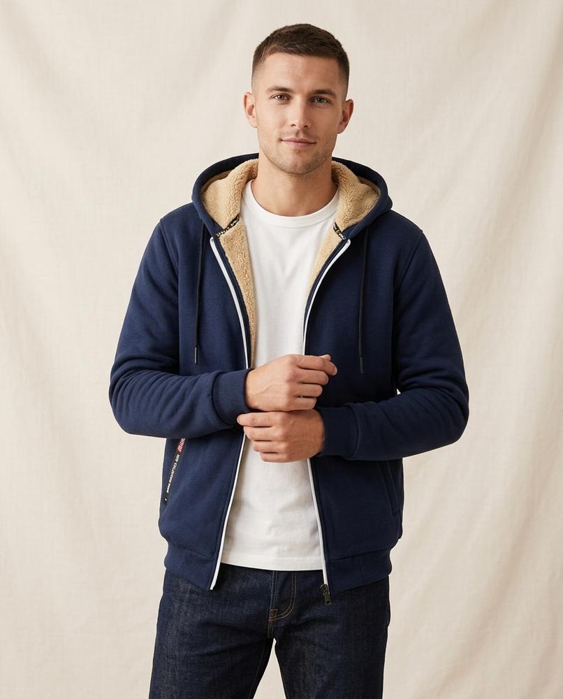 Lands Fashion - Alnal | Sherpa-Lined Zip-Up Hoodie Men