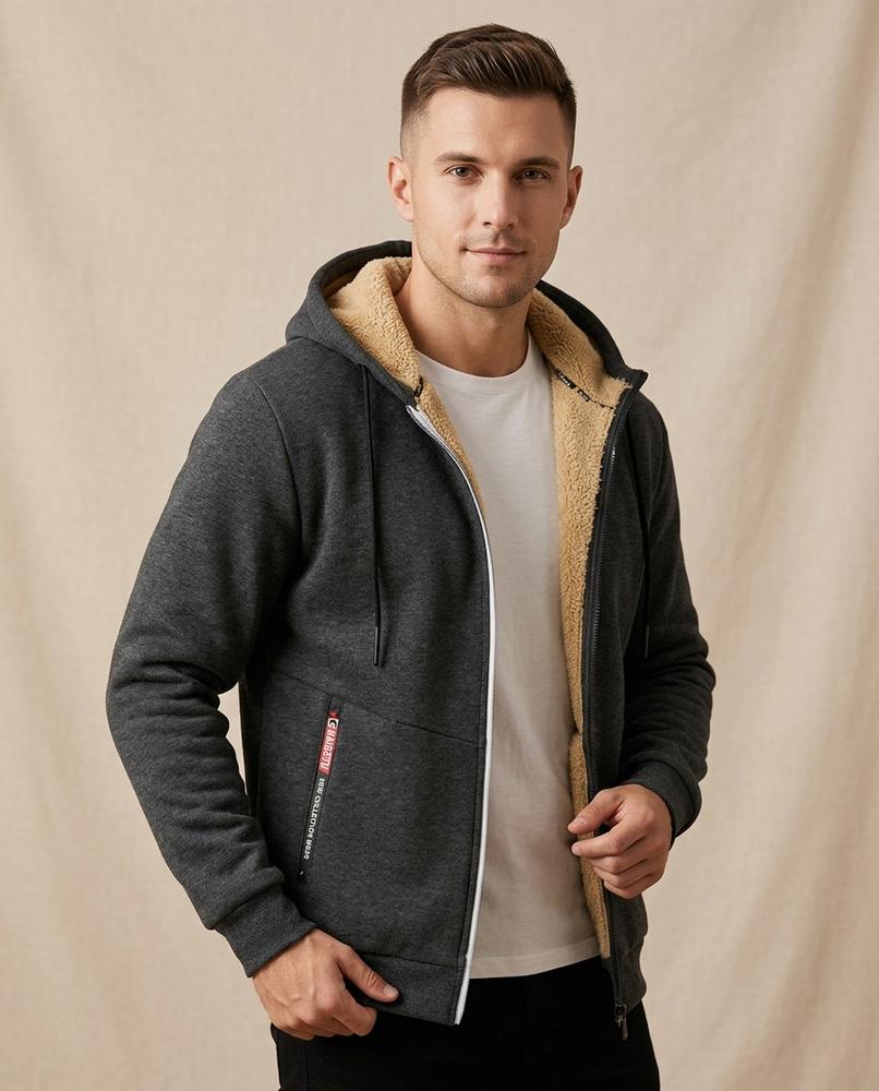 Lands Fashion - Alnal | Sherpa-Lined Zip-Up Hoodie Men