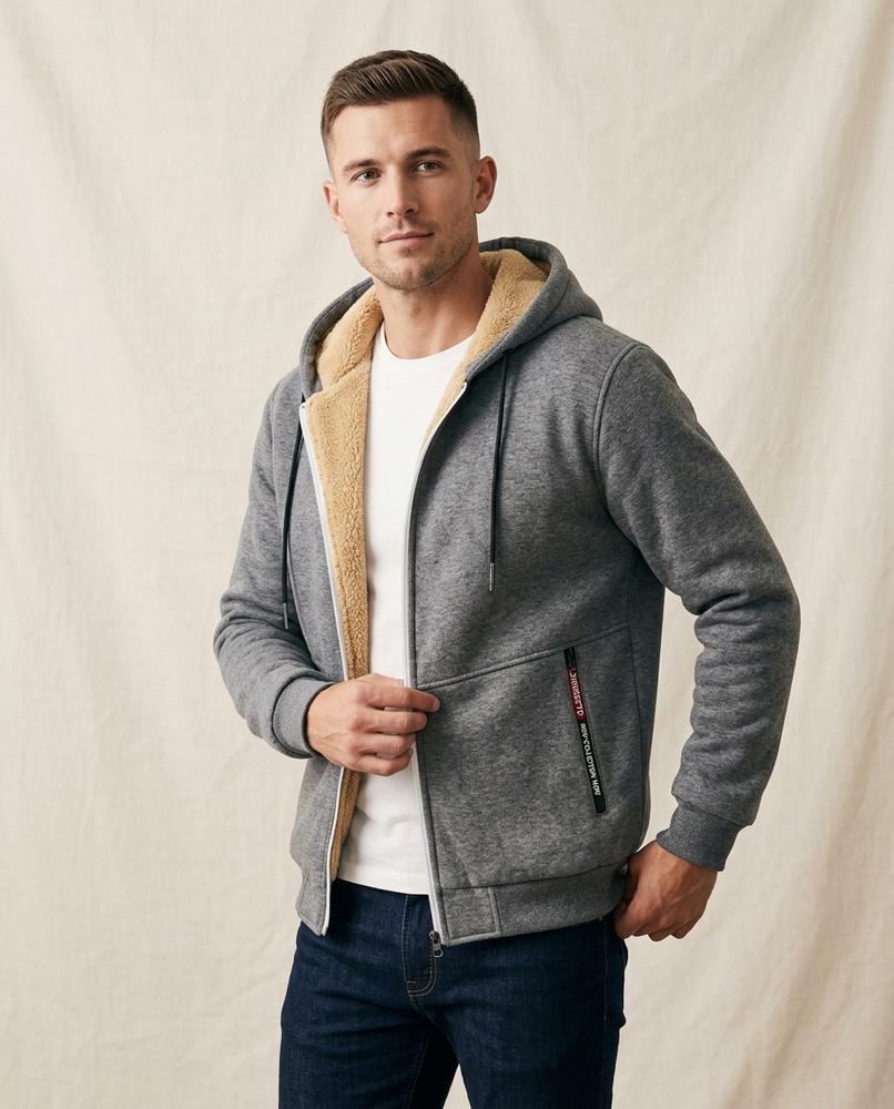 Lands Fashion - Alnal | Sherpa-Lined Zip-Up Hoodie Men