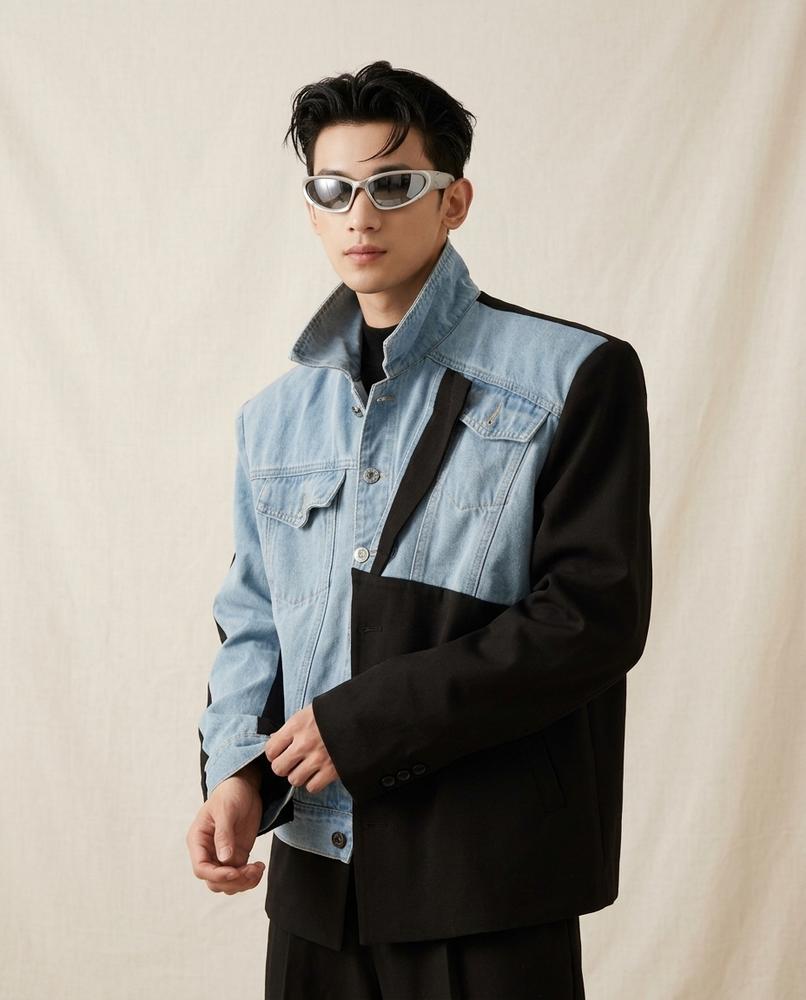 Lands Fashion - Allev | Color-Block Structured Jacket Men