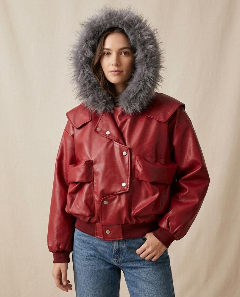 Lands Fashion - Sedan | Faux Leather Fur-Trimmed Jacket Women
