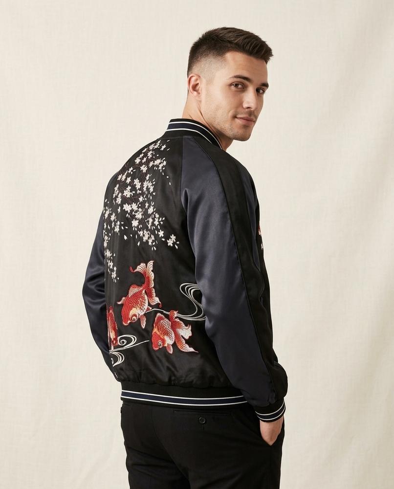 Lands Fashion - Tavel | Embroidered Satin Jacket Men