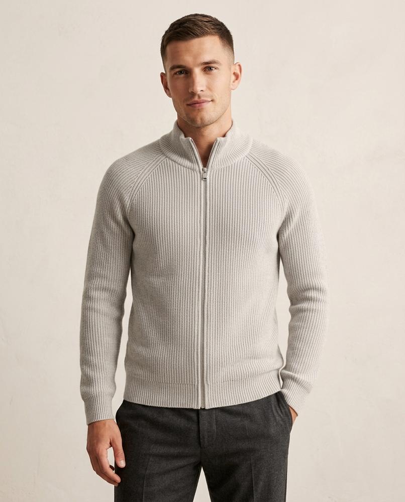 Lands Fashion - Virel | Rib-Knit Zip-Up Knit Cardigan Men