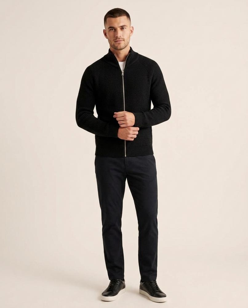 Lands Fashion - Virel | Rib-Knit Zip-Up Knit Cardigan Men