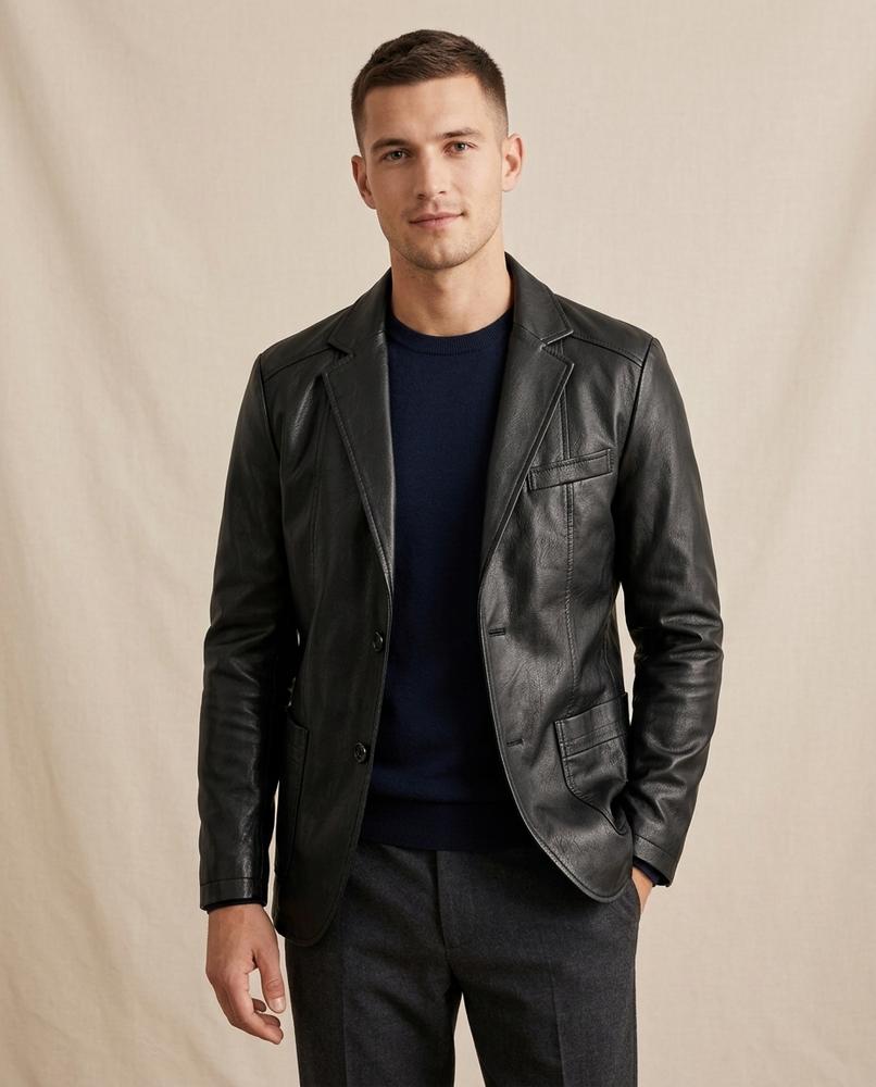 Lands Fashion - Rilar | Faux Leather Tailored Blazer Men