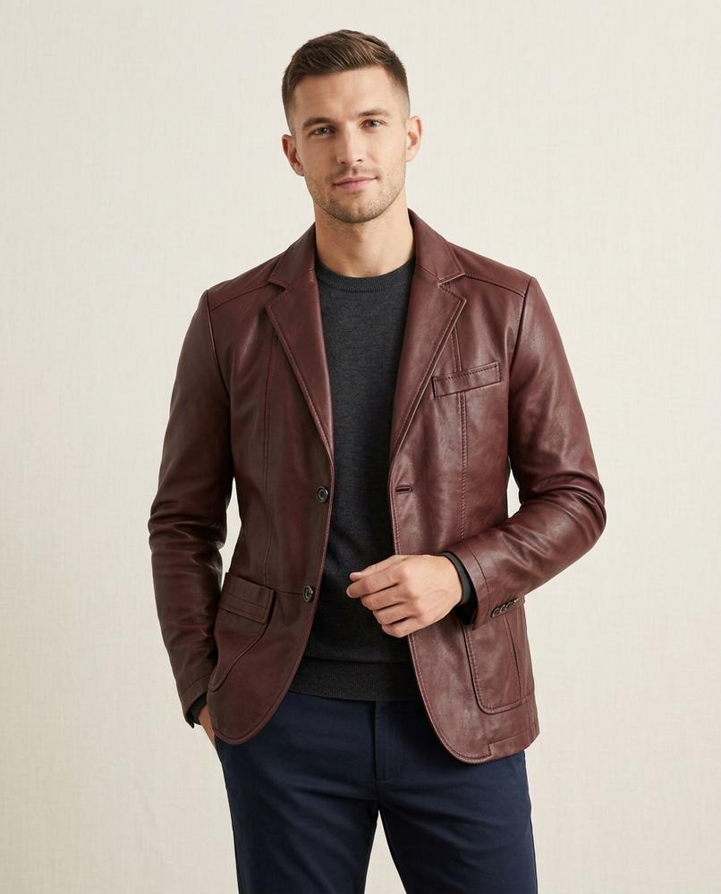 Lands Fashion - Rilar | Faux Leather Tailored Blazer Men