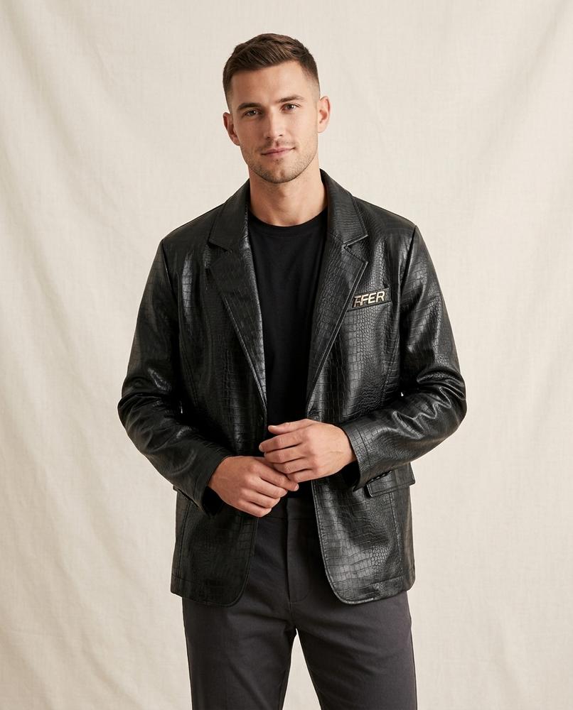 Lands Fashion - Tarel | Croc-Effect Embossed Blazer Men