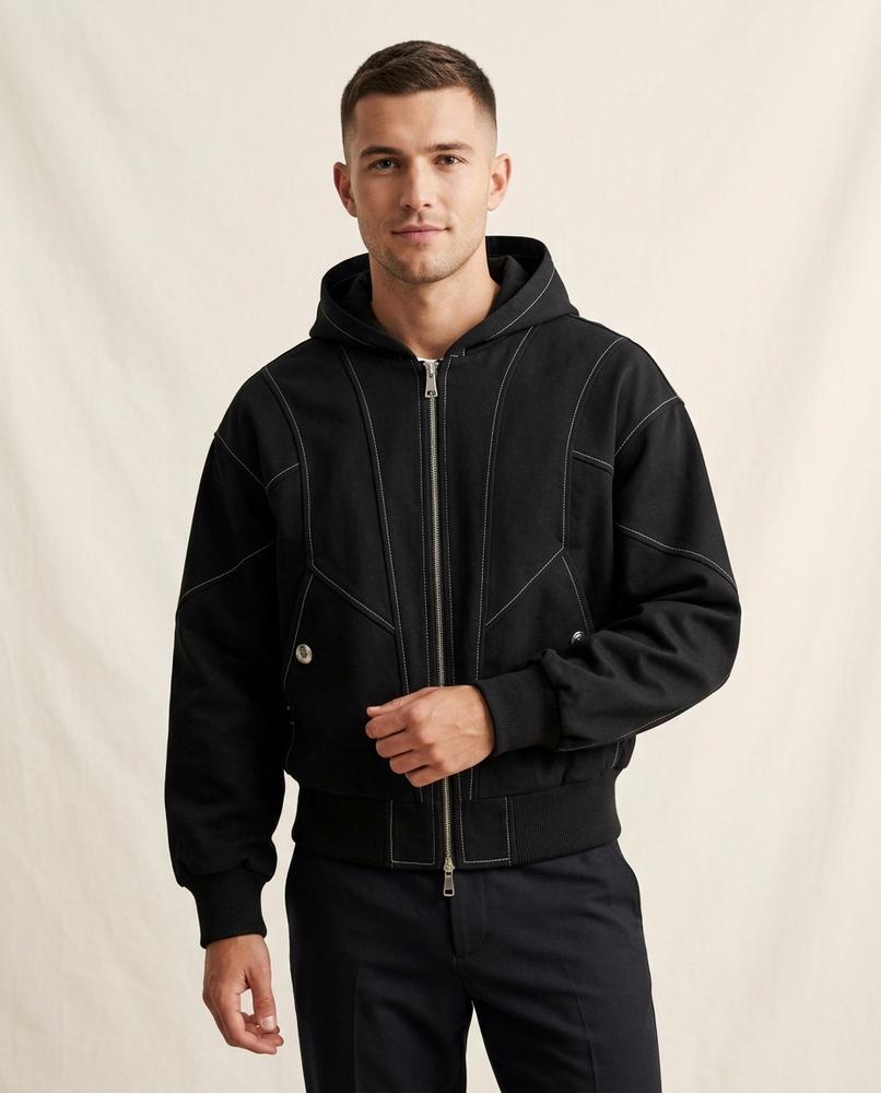 Lands Fashion - Miral | Contrast-Stitched Hooded Jacket Men