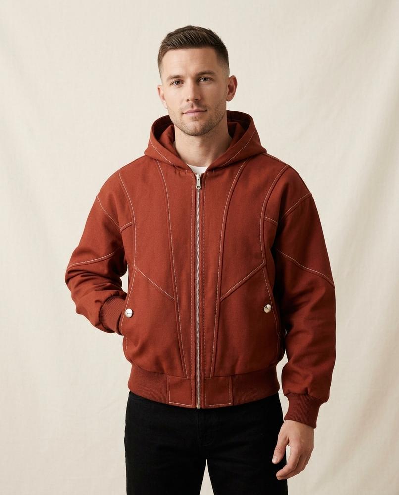 Lands Fashion - Miral | Contrast-Stitched Hooded Jacket Men