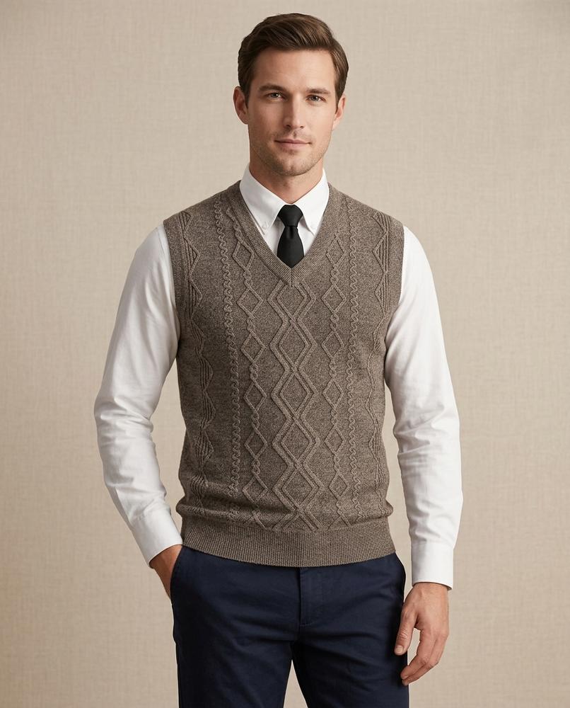Lands Fashion - Risol | Jacquard-Knit V-Neck Vest Men