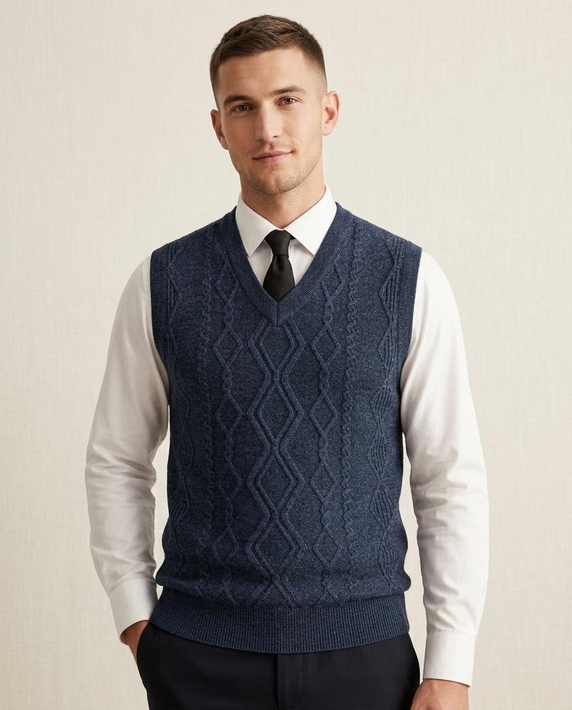 Lands Fashion - Risol | Jacquard-Knit V-Neck Vest Men