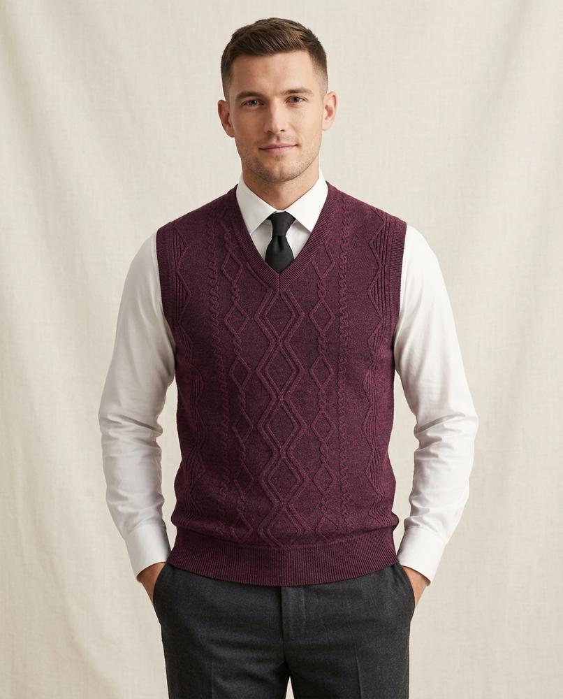 Lands Fashion - Risol | Jacquard-Knit V-Neck Vest Men