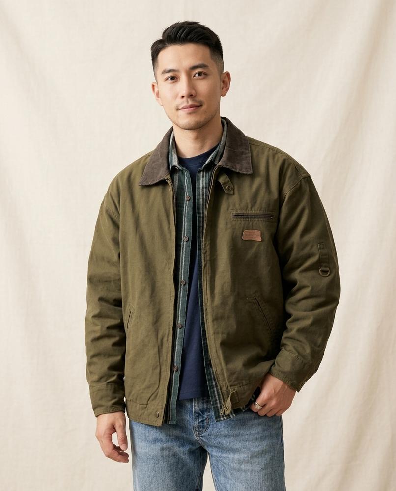 Lands Fashion - Vevel | Corduroy-Collar Zippered Jacket Men
