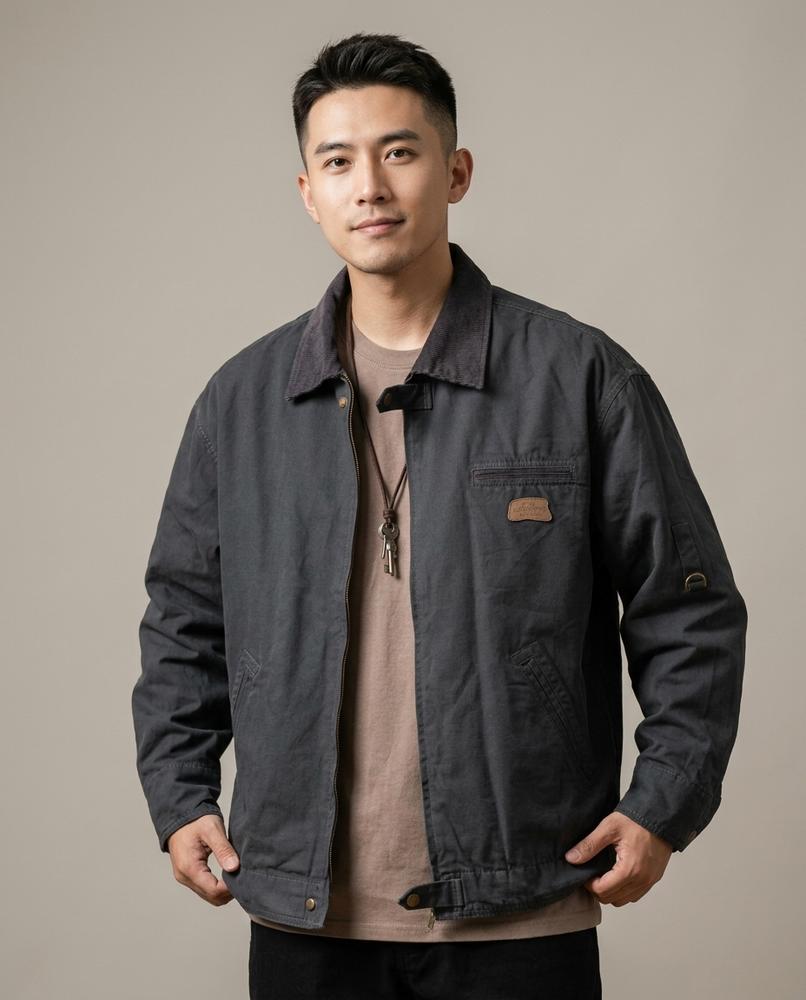 Lands Fashion - Vevel | Corduroy-Collar Zippered Jacket Men