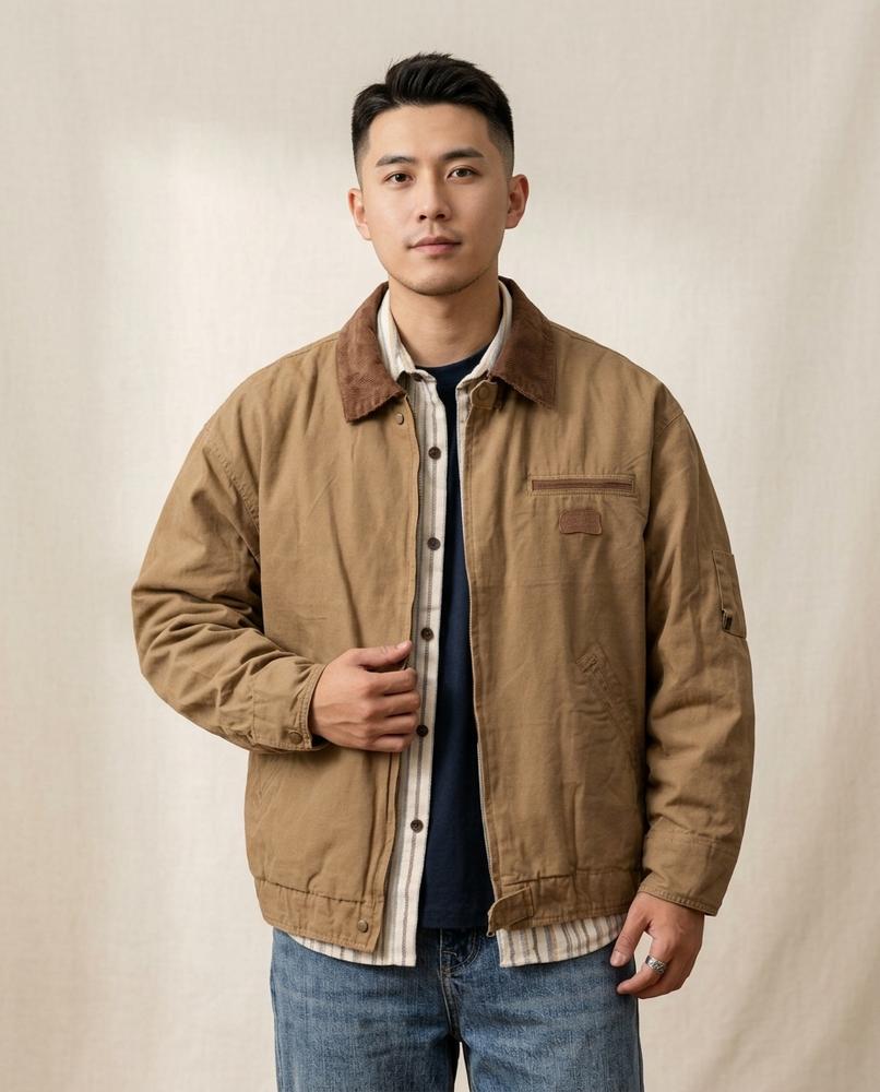 Lands Fashion - Vevel | Corduroy-Collar Zippered Jacket Men