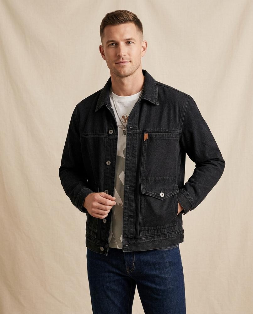 Lands Fashion - Romin | Washed Collared Denim Jacket Men