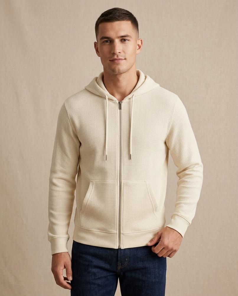 Lands Fashion - Varel | Waffle-Knit Zip-Up Hoodie Men