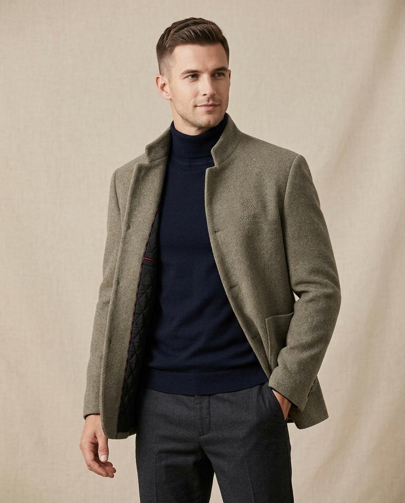 Lands Fashion - Zaron | Heathered Stand-Collar Jacket Men