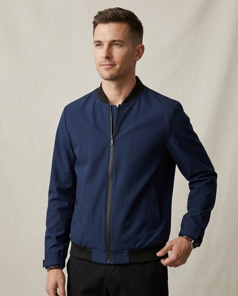 Lands Fashion - Masil | Zip-Up Ribbed-Trim Jacket Men