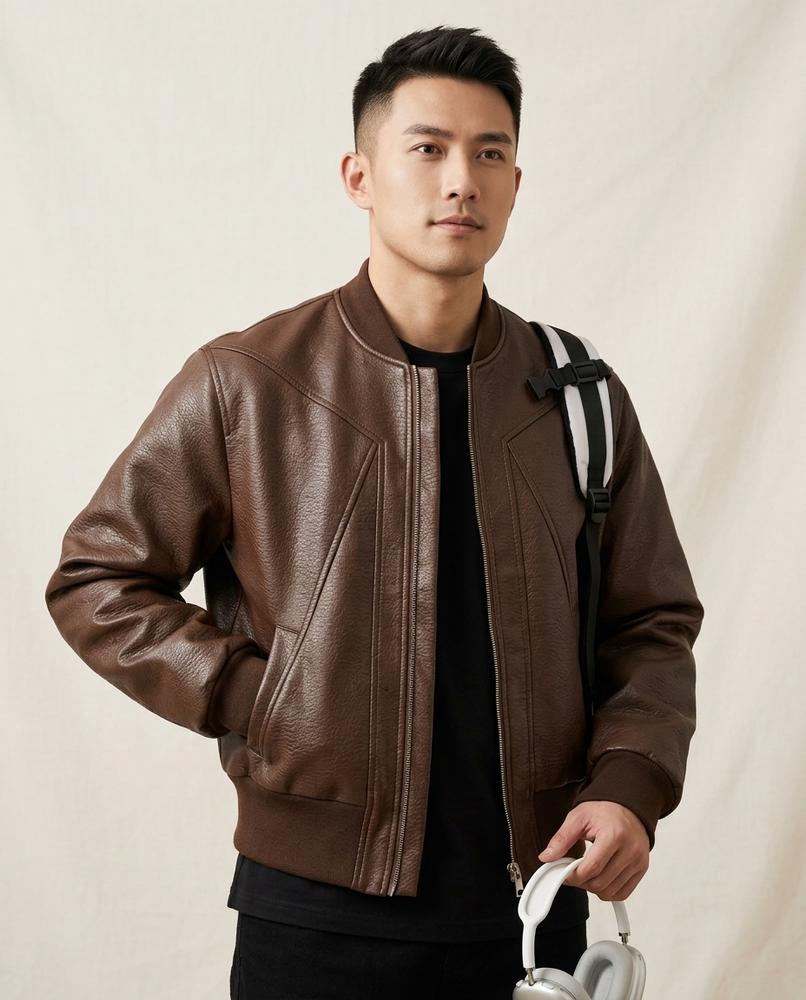 Lands Fashion - Zesil | Faux Leather Bomber Jacket Men