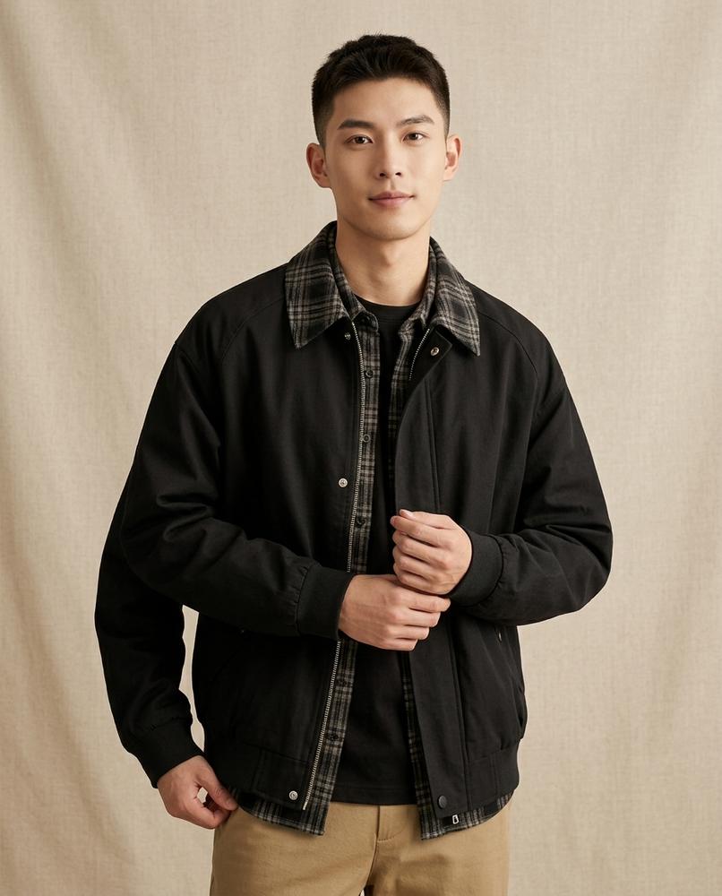 Lands Fashion - Zetor | Snap-Button Wide-Cut Jacket Men