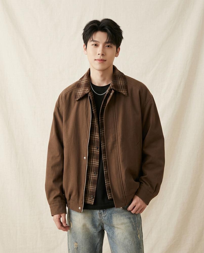 Lands Fashion - Zetor | Snap-Button Wide-Cut Jacket Men